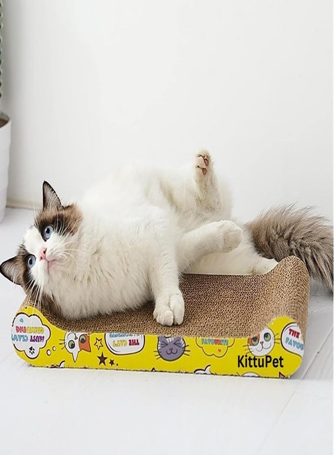 KittuPet وسادة خدش للقطط من كيتو بيت، مصنوعة من الكرتون المقوى، بتصميم تفاعلي وملمس خدش فاخر، متينة وقابلة للاستخدام على الوجهين. - Image 1